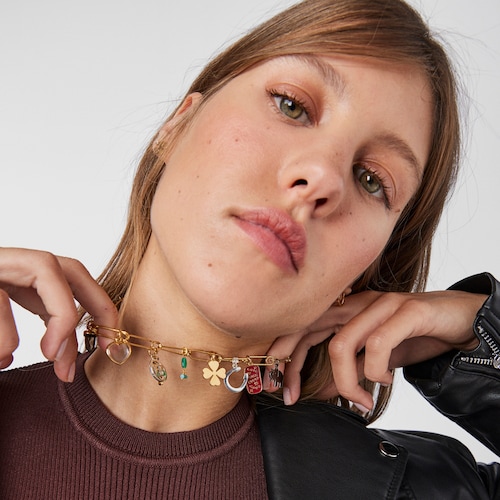 Colar TOUS Good Vibes clips - charms em Prata Vermeil, Prata Dark Silver e Pedras Preciosas