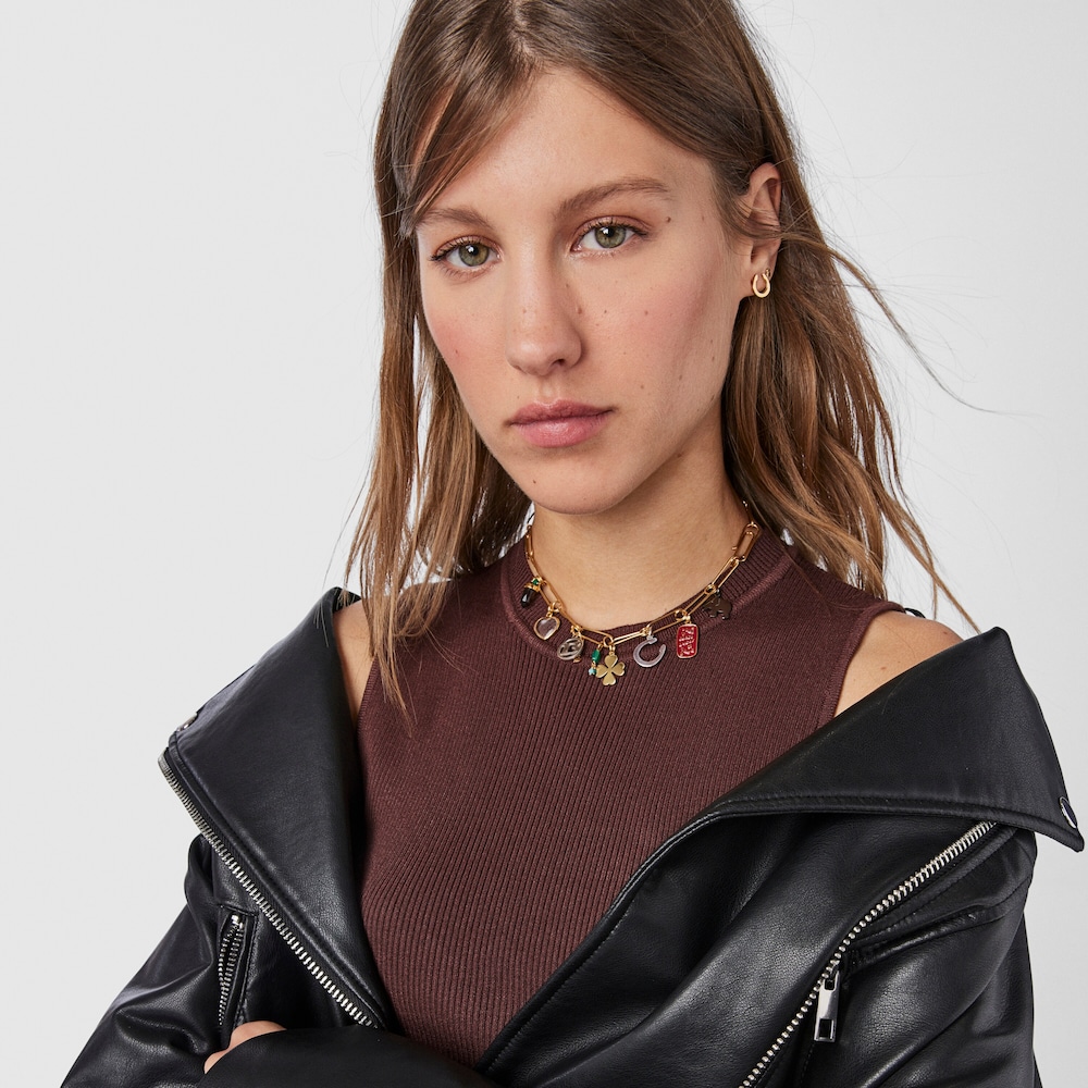 Colar TOUS Good Vibes clips - charms em Prata Vermeil, Prata Dark Silver e Pedras Preciosas