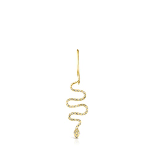 Gold TOUS Good Vibes serpent 1-2 Earring with Diamonds