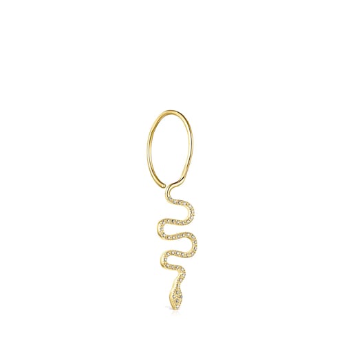 Gold TOUS Good Vibes serpent 1-2 Earring with Diamonds