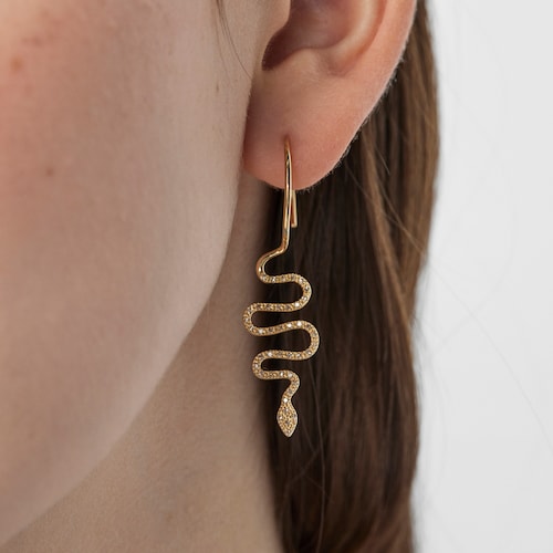 Gold TOUS Good Vibes serpent 1-2 Earring with Diamonds