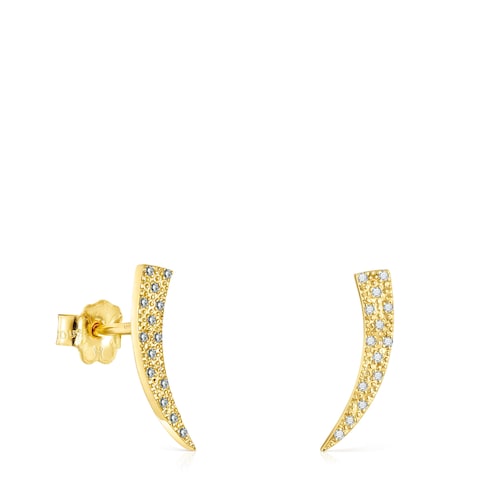 Gold TOUS Good Vibes cornucopia Earrings with Diamonds