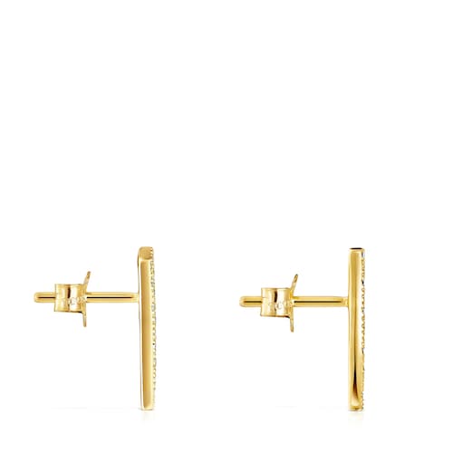 Gold TOUS Good Vibes cornucopia Earrings with Diamonds