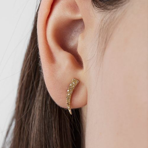 Gold TOUS Good Vibes cornucopia Earrings with Diamonds