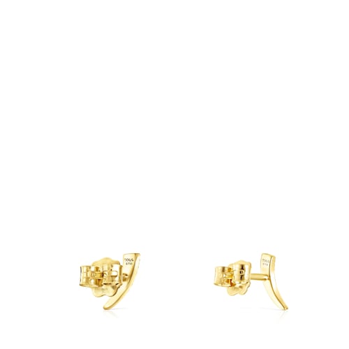 Gold TOUS Good Vibes mini cornucopia Earrings with Diamonds