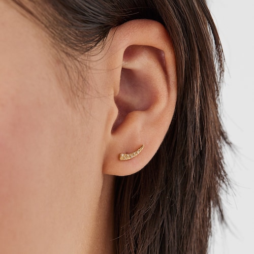 Gold TOUS Good Vibes mini cornucopia Earrings with Diamonds