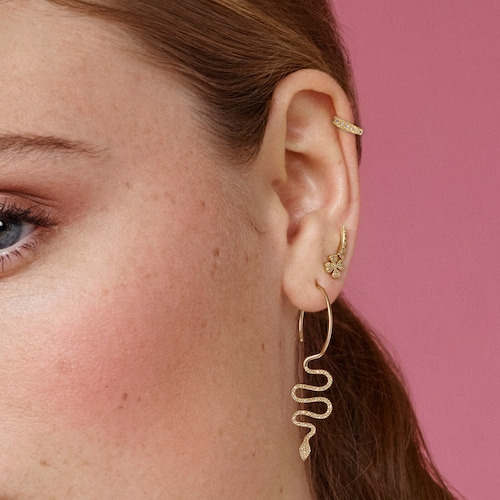 Gold TOUS Good Vibes mini cornucopia Earrings with Diamonds