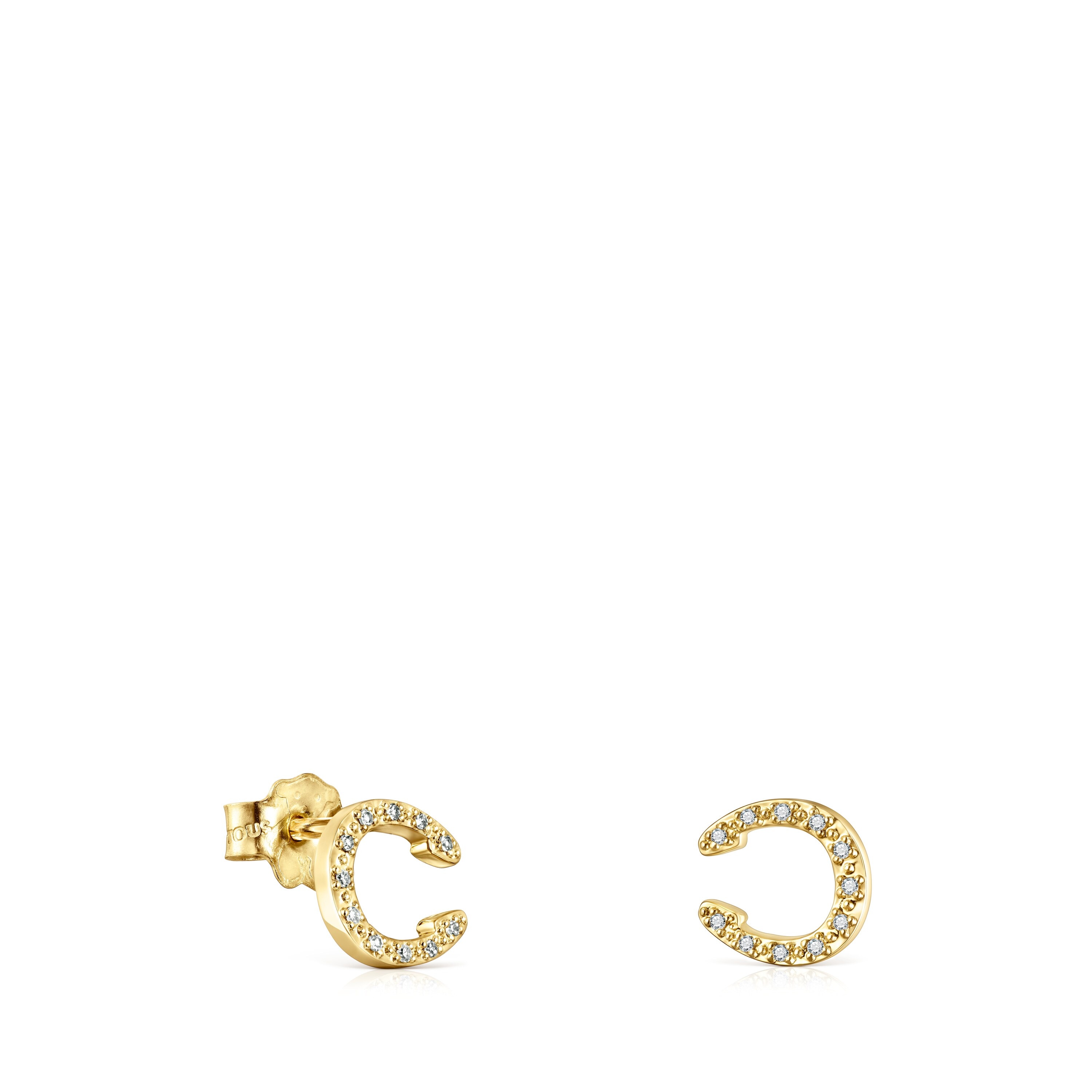 18K Solid Gold TOUS Good Vibes horseshoe Earrings with Diamonds