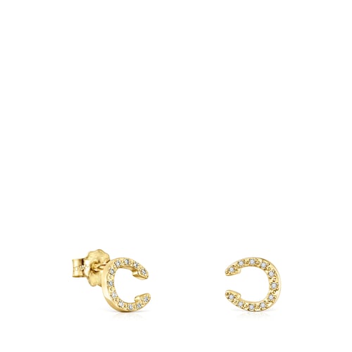 Gold TOUS Good Vibes horseshoe Earrings with Diamonds