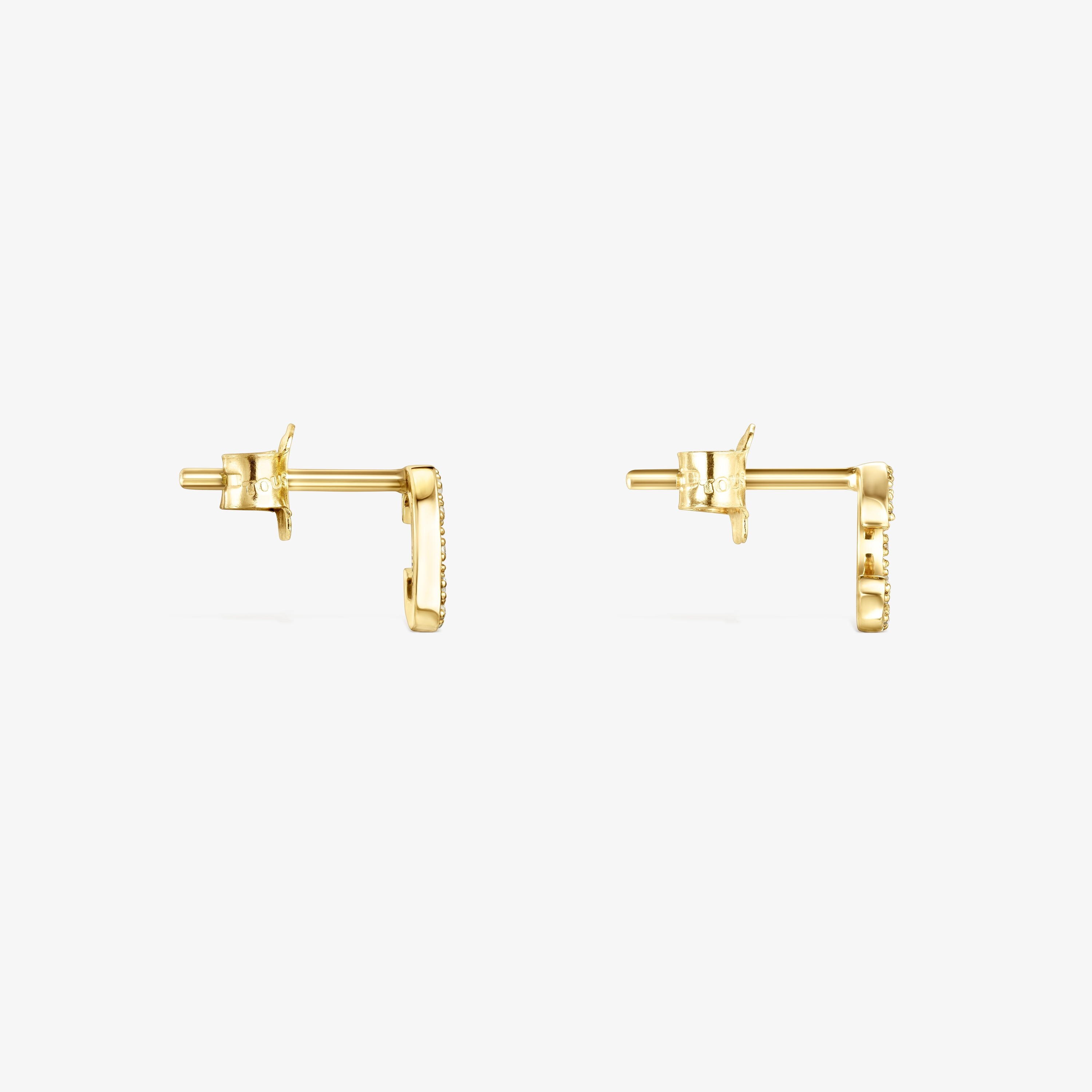 18K Solid Gold TOUS Good Vibes horseshoe Earrings with Diamonds