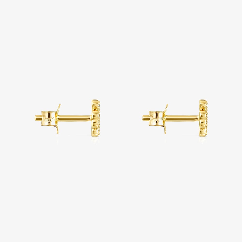 18K solid gold TOUS Good Vibes clover Earrings with Diamonds