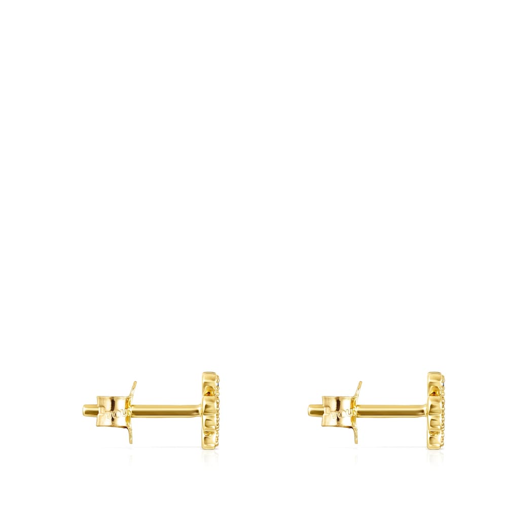 Gold TOUS Good Vibes clover Earrings with Diamonds