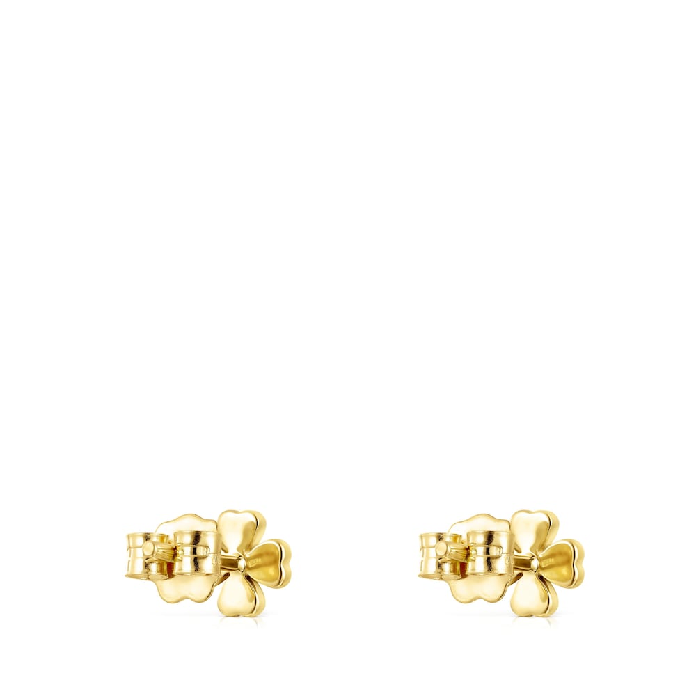 Gold TOUS Good Vibes clover Earrings with Diamonds
