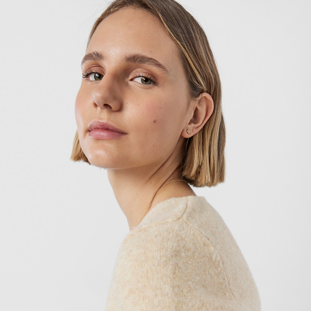 18K solid gold TOUS Good Vibes clover Earrings with Diamonds