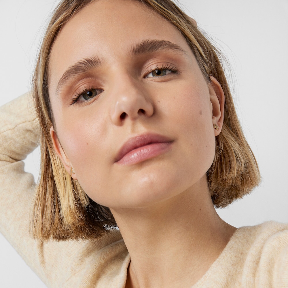 18K solid gold TOUS Good Vibes clover Earrings with Diamonds