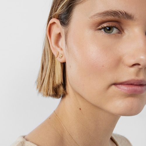 Gold TOUS Good Vibes clover Earrings with Diamonds