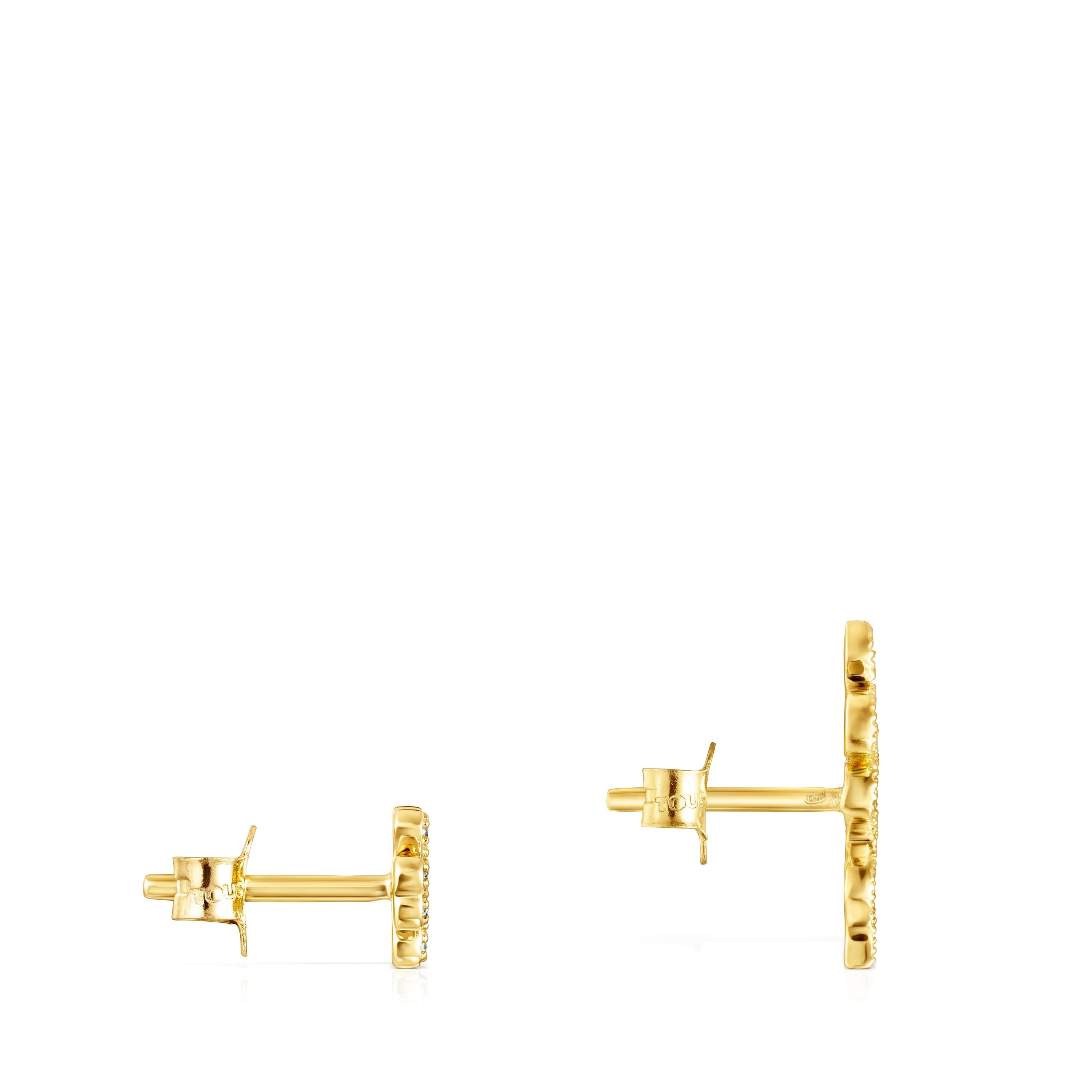 18K Solid Gold TOUS Good Vibes clover – serpent Earrings with Diamonds