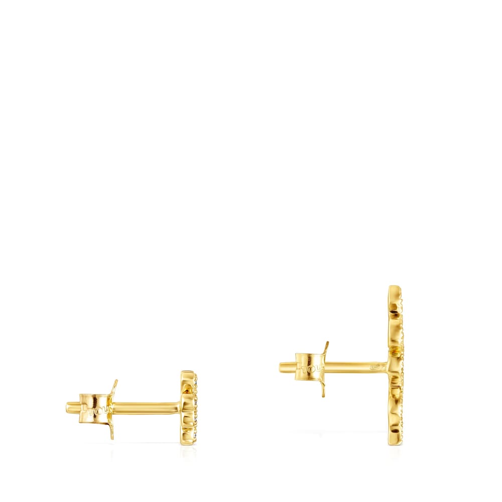 Aretes TOUS Good Vibes tr&eacute;bol - serpiente de oro y diamantes