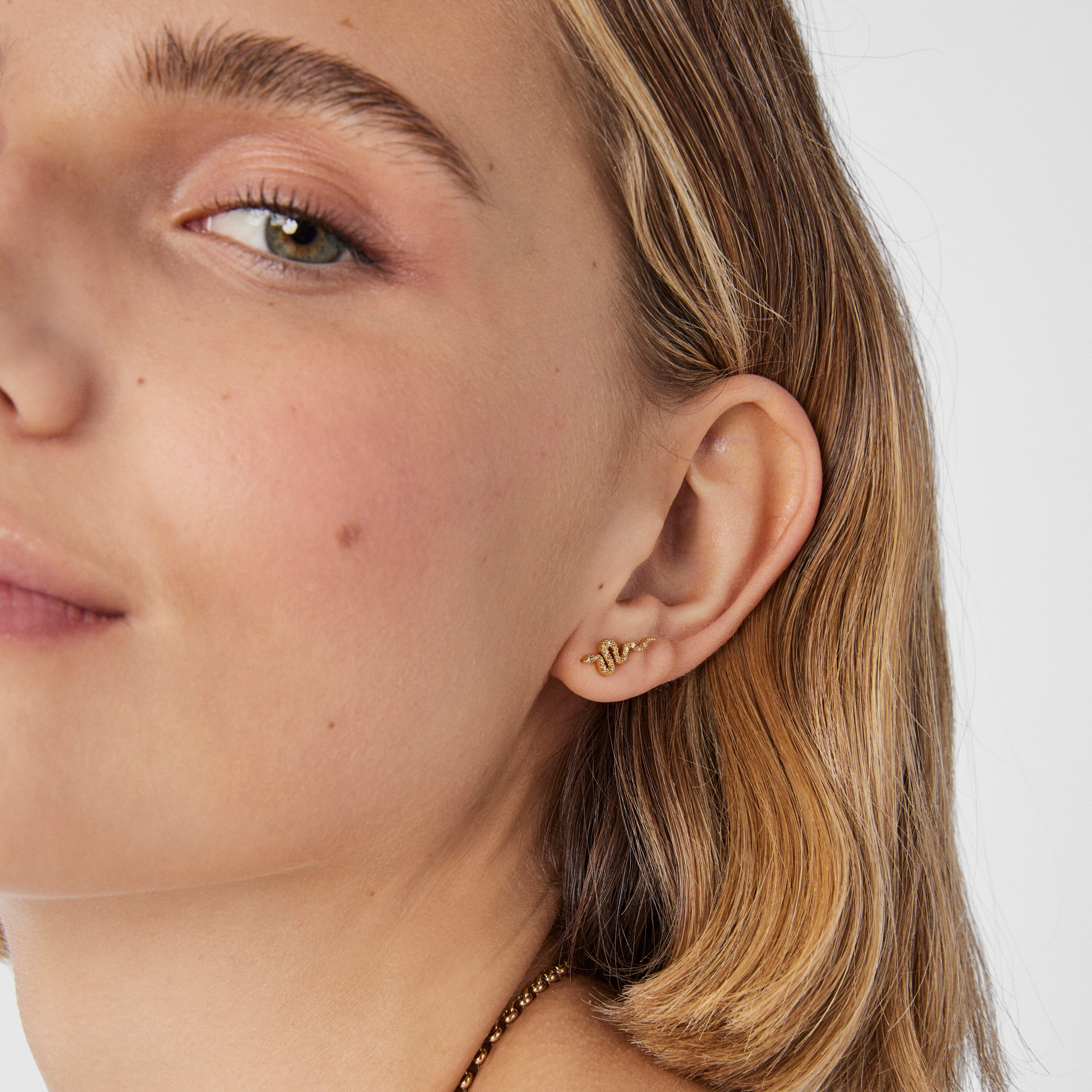 18K Solid Gold TOUS Good Vibes clover – serpent Earrings with Diamonds