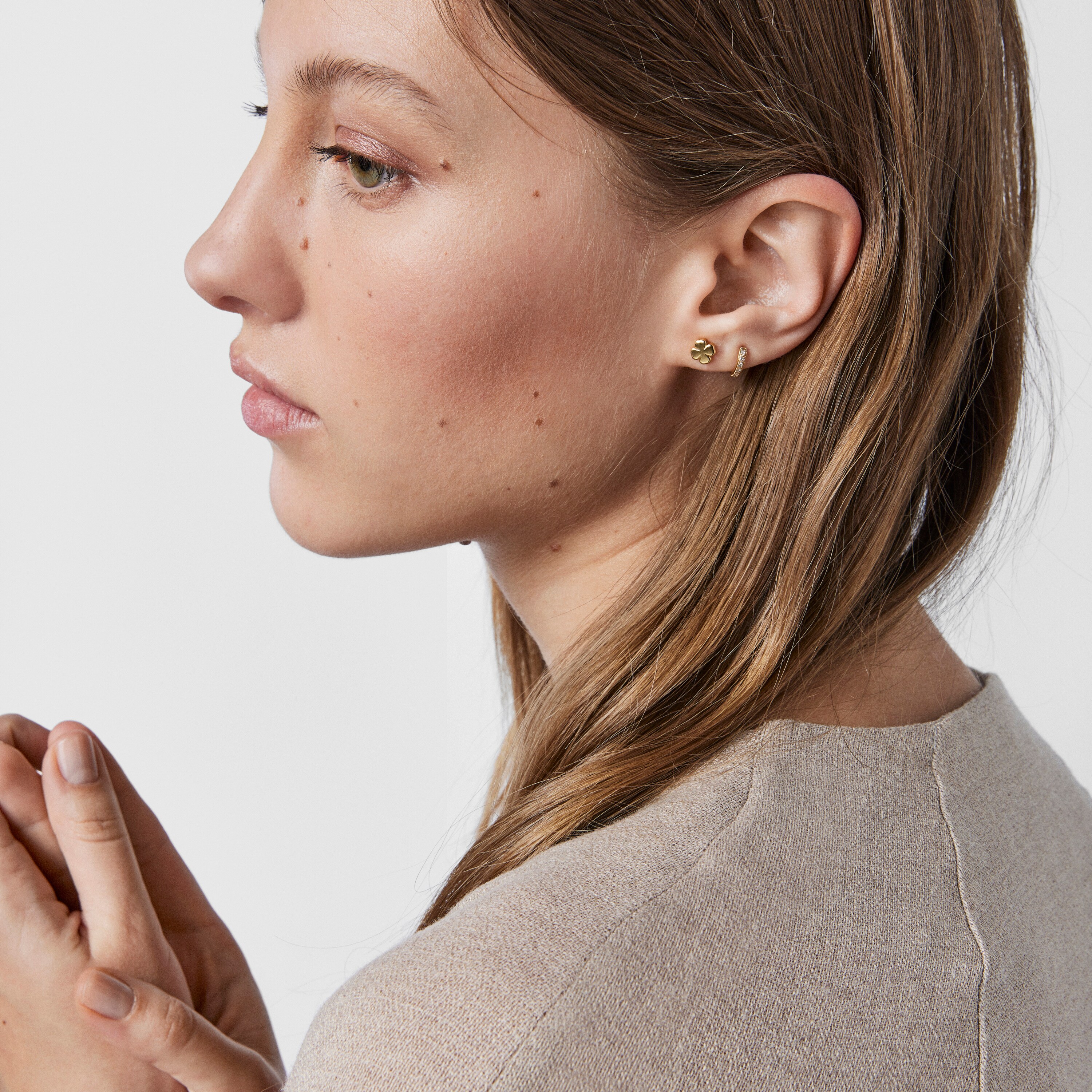 18K solid gold TOUS Good Vibes clover Earrings