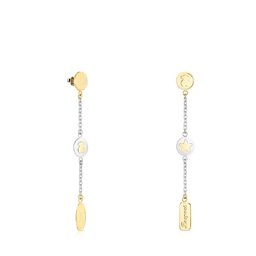 Long two-toned Steel TOUS Good Vibes Earrings