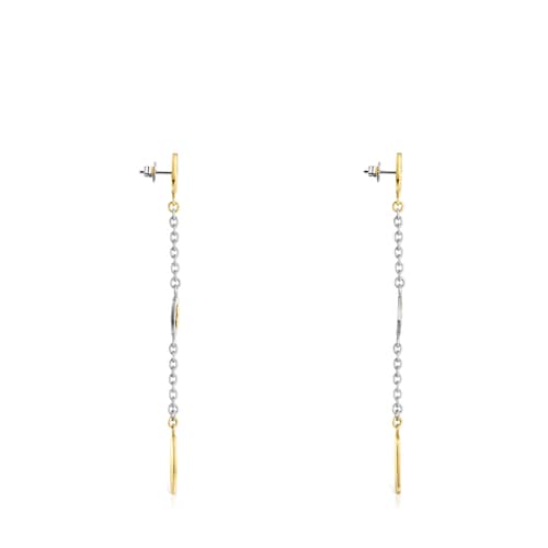 Long two-toned Steel TOUS Good Vibes Earrings