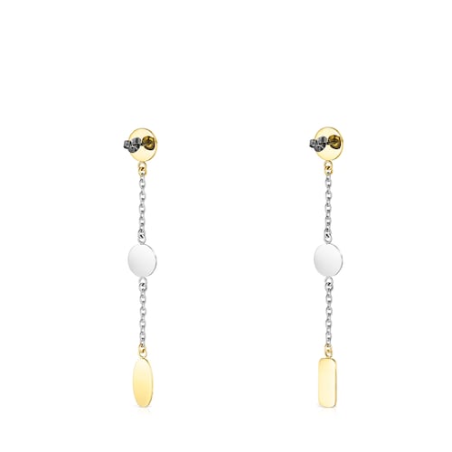 Long two-toned Steel TOUS Good Vibes Earrings