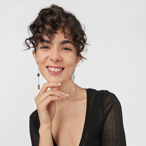Long two-toned Steel TOUS Good Vibes Earrings