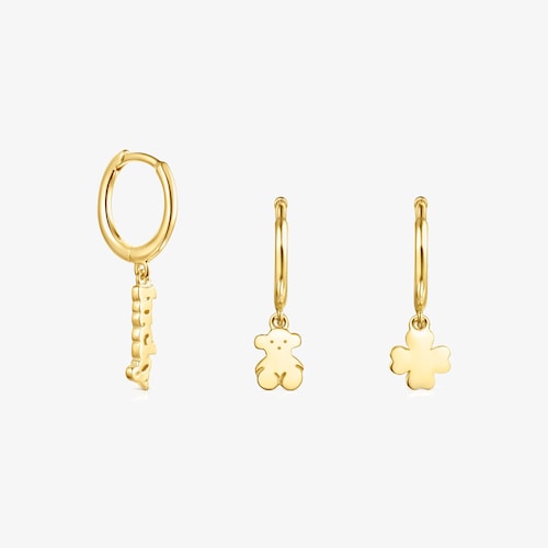 Pack Criollas con ba&ntilde;o de oro 18 kt sobre plata TOUS Good Vibes