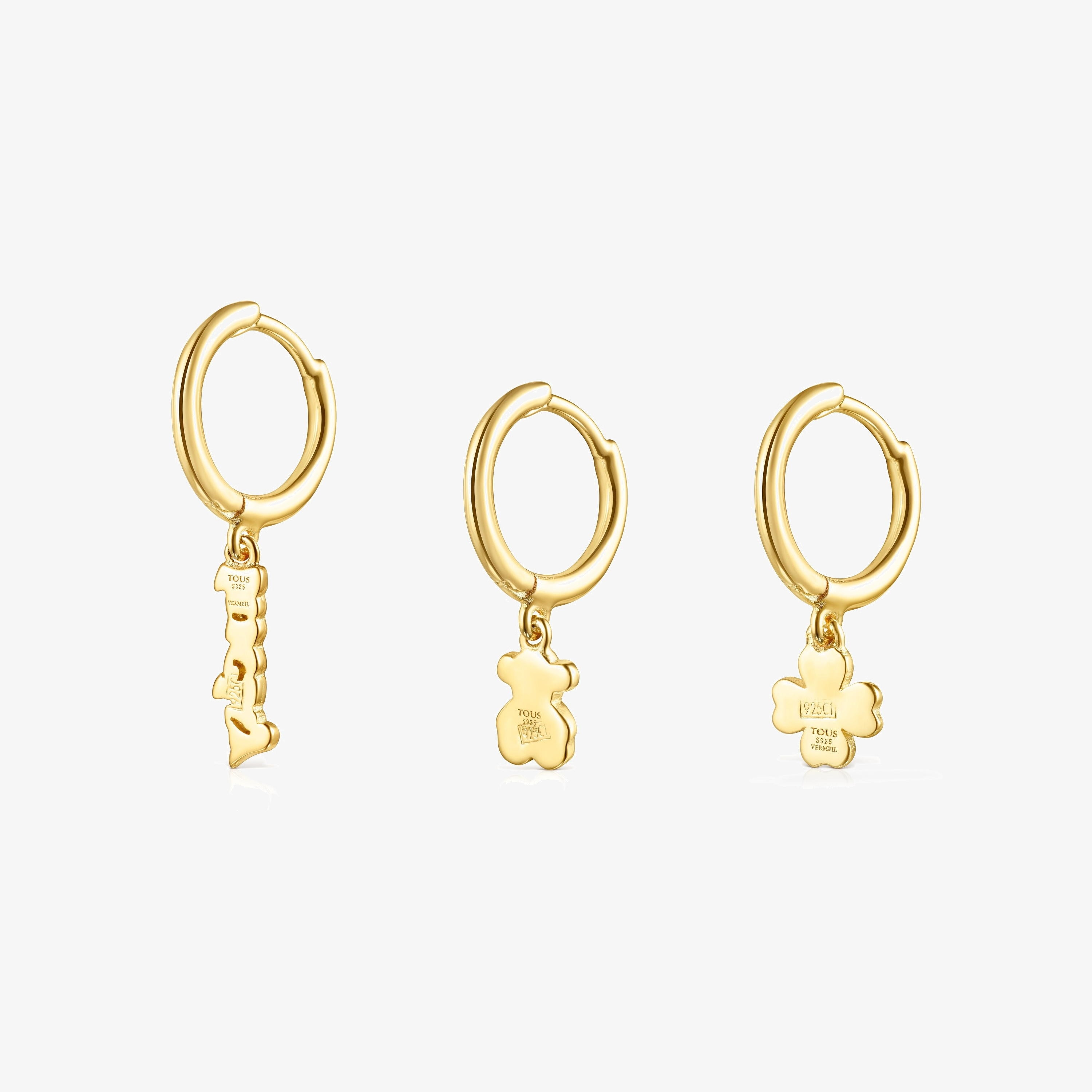 18K gold vermeil TOUS Good Vibes Hooped earring Set