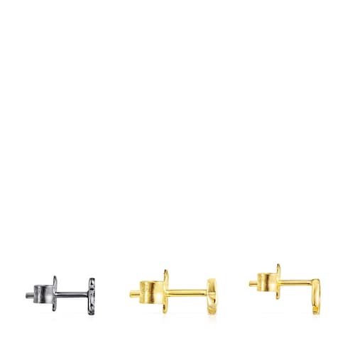 Silver Vermeil and Dark Silver TOUS Good Vibes Earrings Set