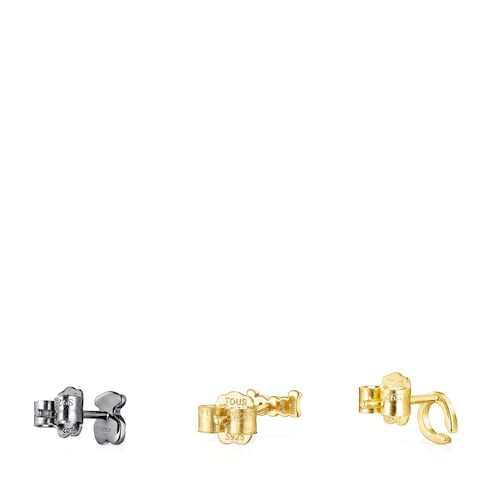 Silver Vermeil and Dark Silver TOUS Good Vibes Earrings Set