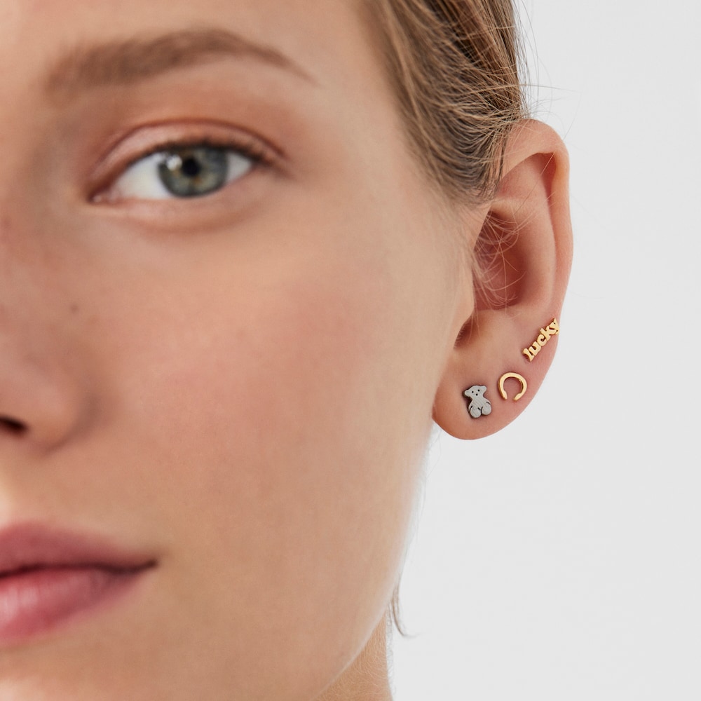 Pack Pendientes con ba&ntilde;o de oro 18 kt sobre plata y plata dark silver TOUS Good Vibes