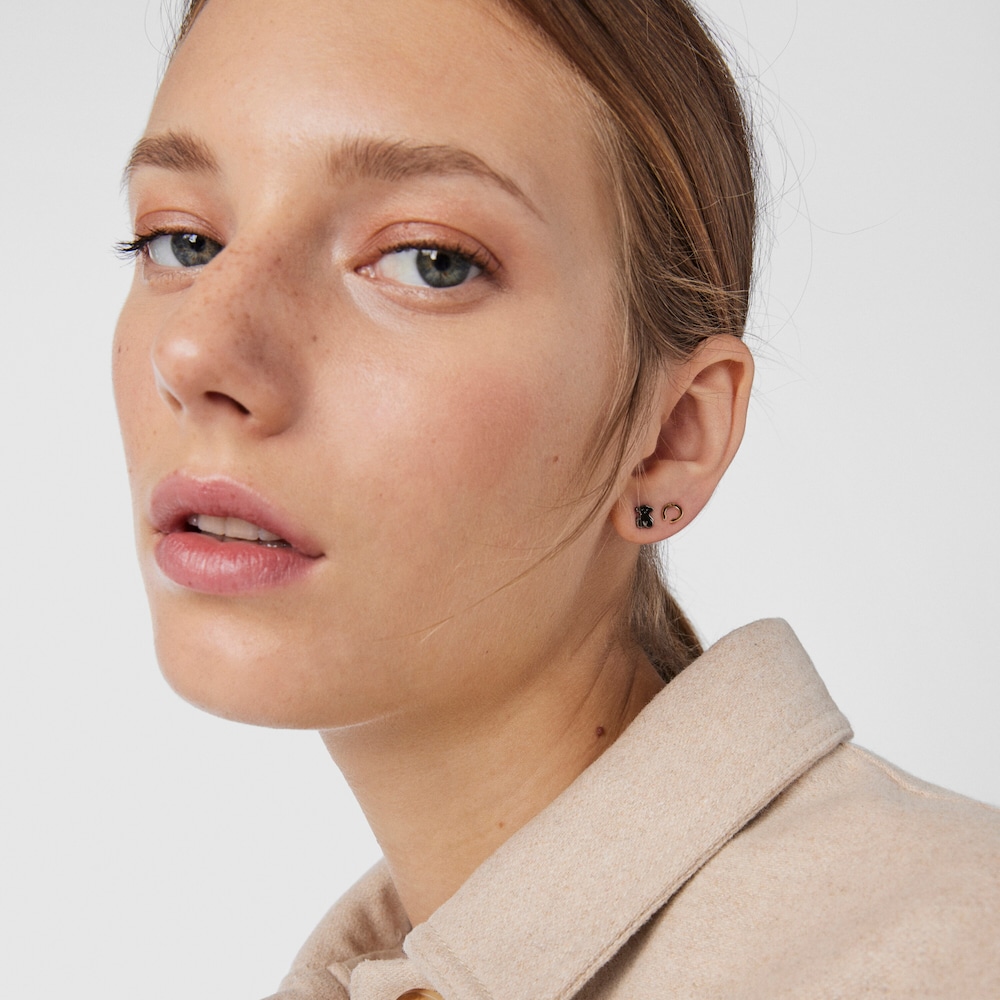 Pack Pendientes con ba&ntilde;o de oro 18 kt sobre plata y plata dark silver TOUS Good Vibes