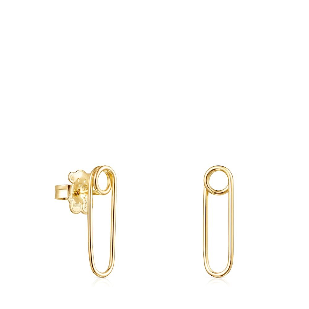 Aretes TOUS Good Vibes clip con ba&ntilde;o de oro 18 kt sobre plata