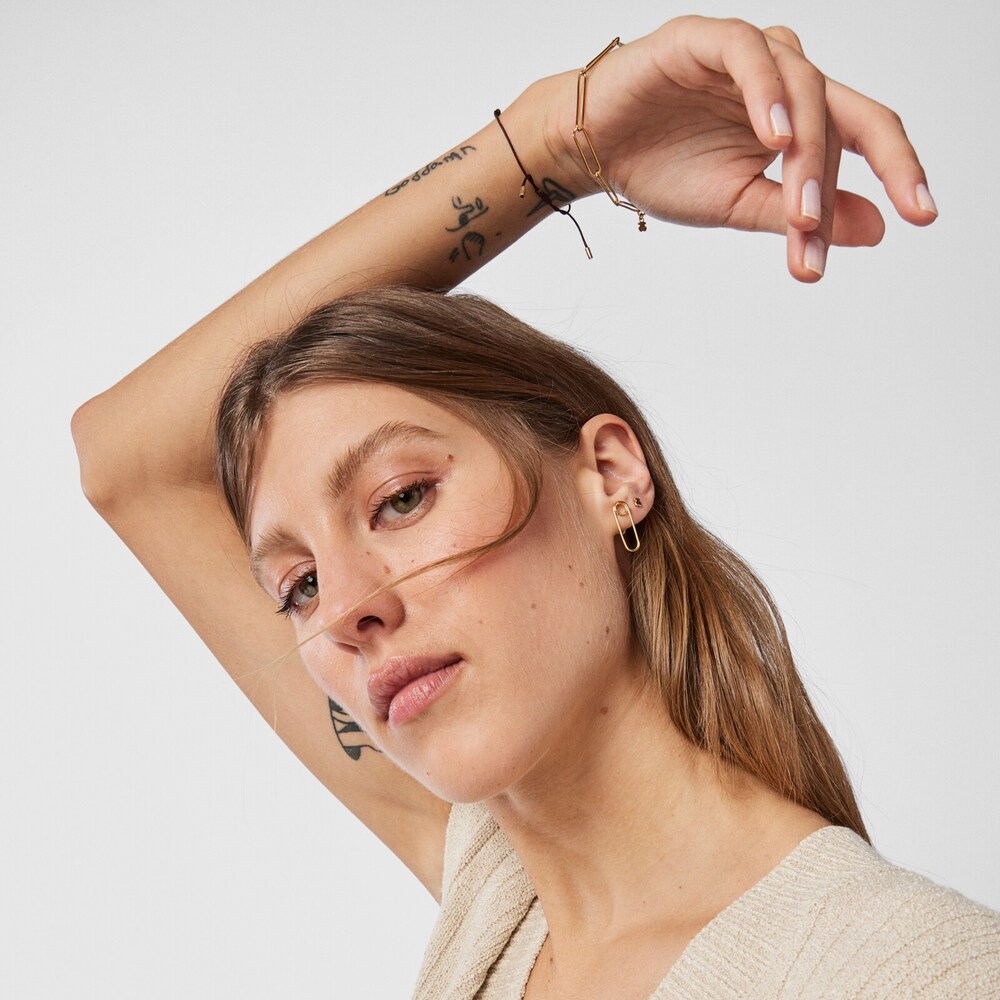 Aretes TOUS Good Vibes clip con ba&ntilde;o de oro 18 kt sobre plata