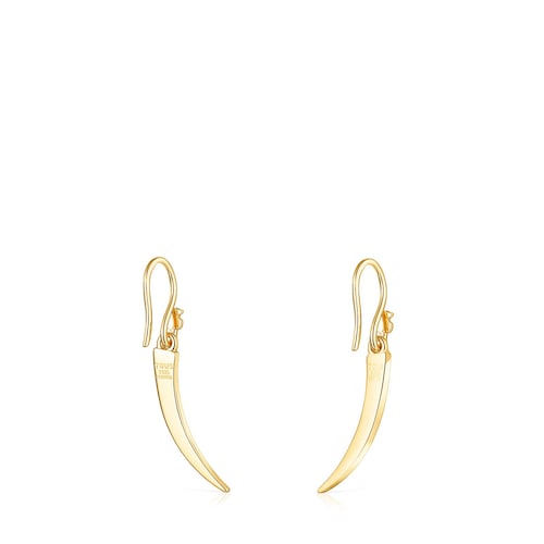 Pendientes cortos cuerno con baño de oro 18 kt sobre plata TOUS Good Vibes