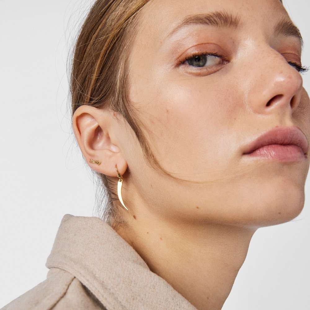 Brincos curtos TOUS Good Vibes corno em Prata Vermeil