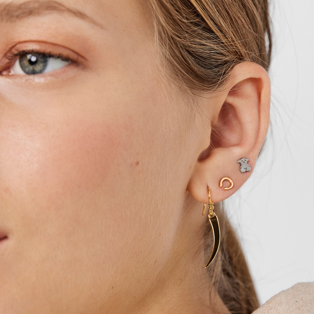 Brincos curtos TOUS Good Vibes corno em Prata Vermeil