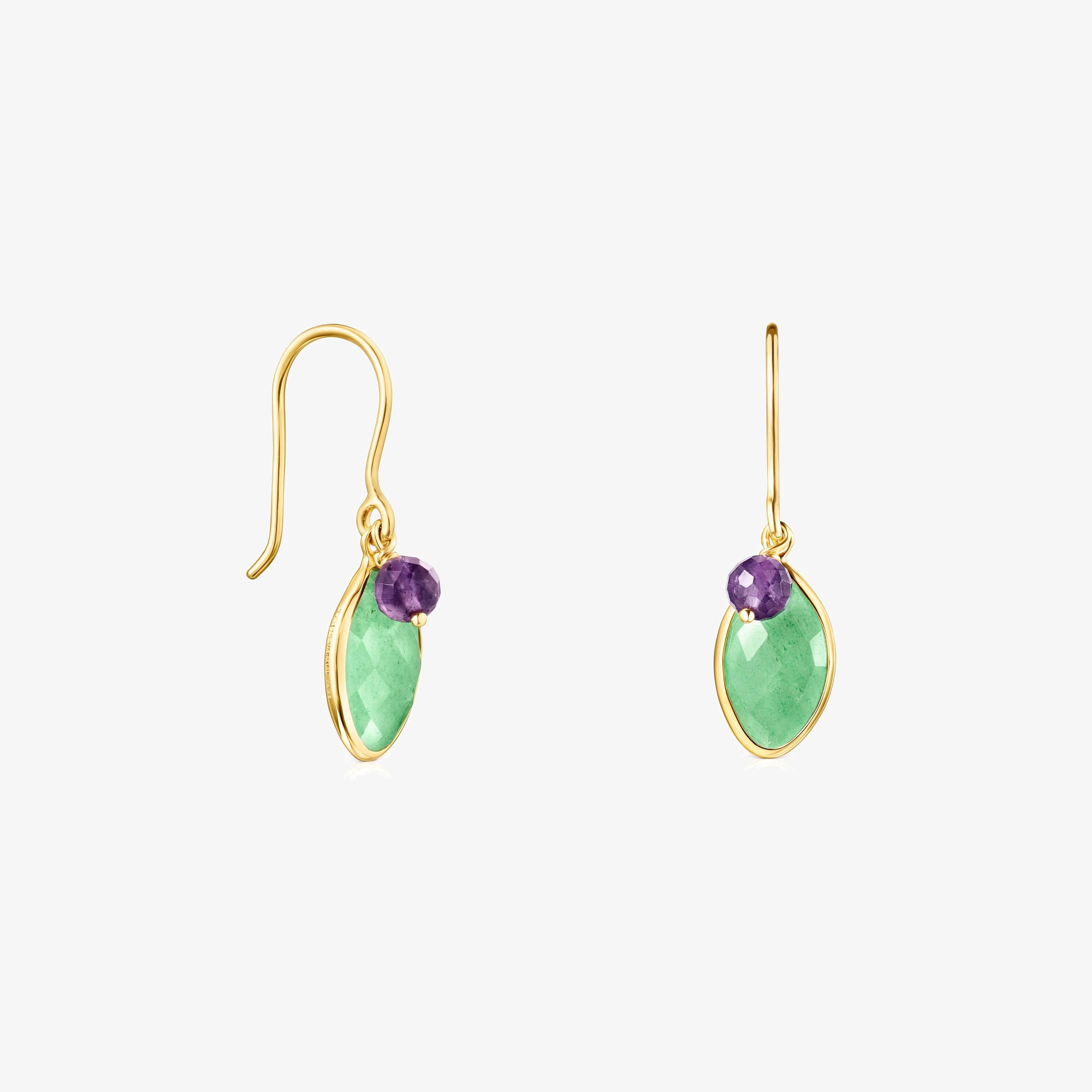18K gold vermeil TOUS Good Vibes Earrings with Aventurine and Amethyst