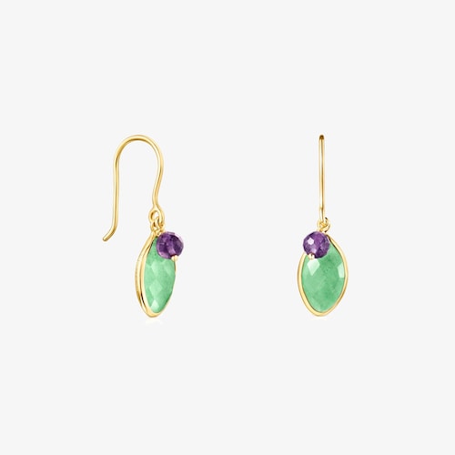 18K gold vermeil TOUS Good Vibes Earrings with Aventurine and Amethyst image number 0