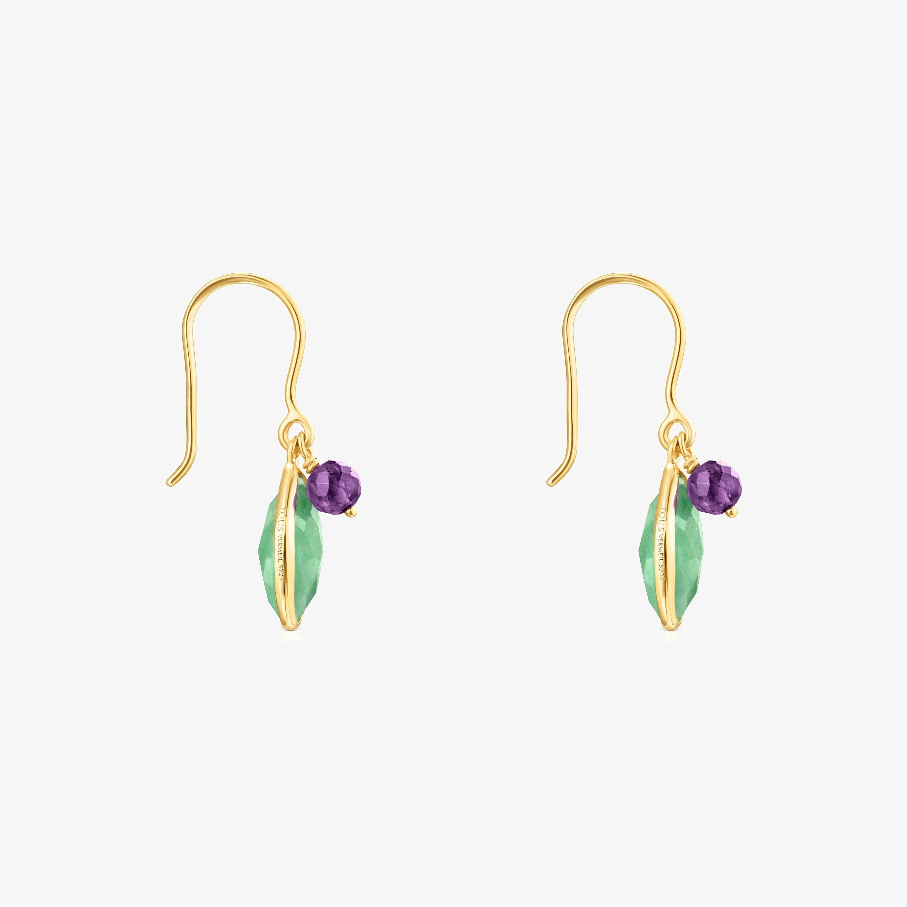 18K gold vermeil TOUS Good Vibes Earrings with Aventurine and Amethyst
