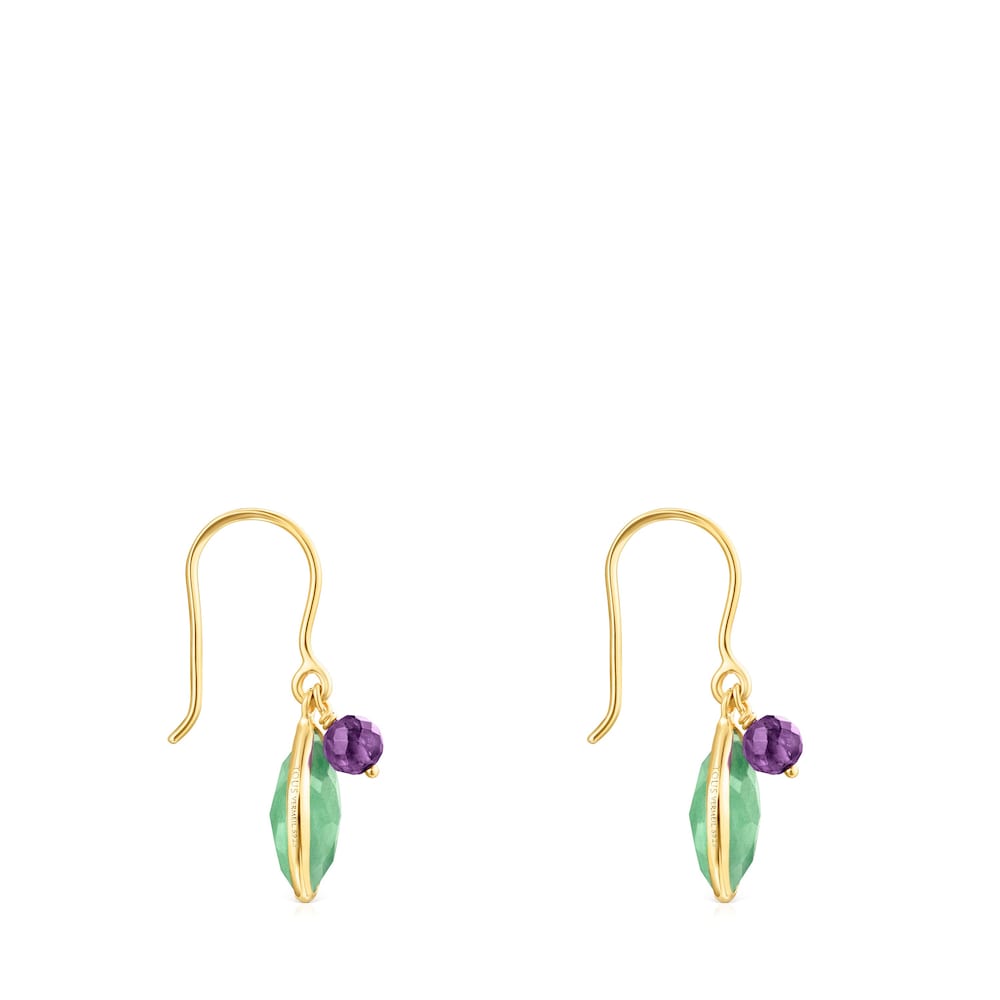 Pendientes con baño de oro 18 kt sobre plata, aventurina y amatista TOUS Good Vibes Pendientes con baño de oro 18 kt sobre plata, aventurina y amatista TOUS Good Vibes