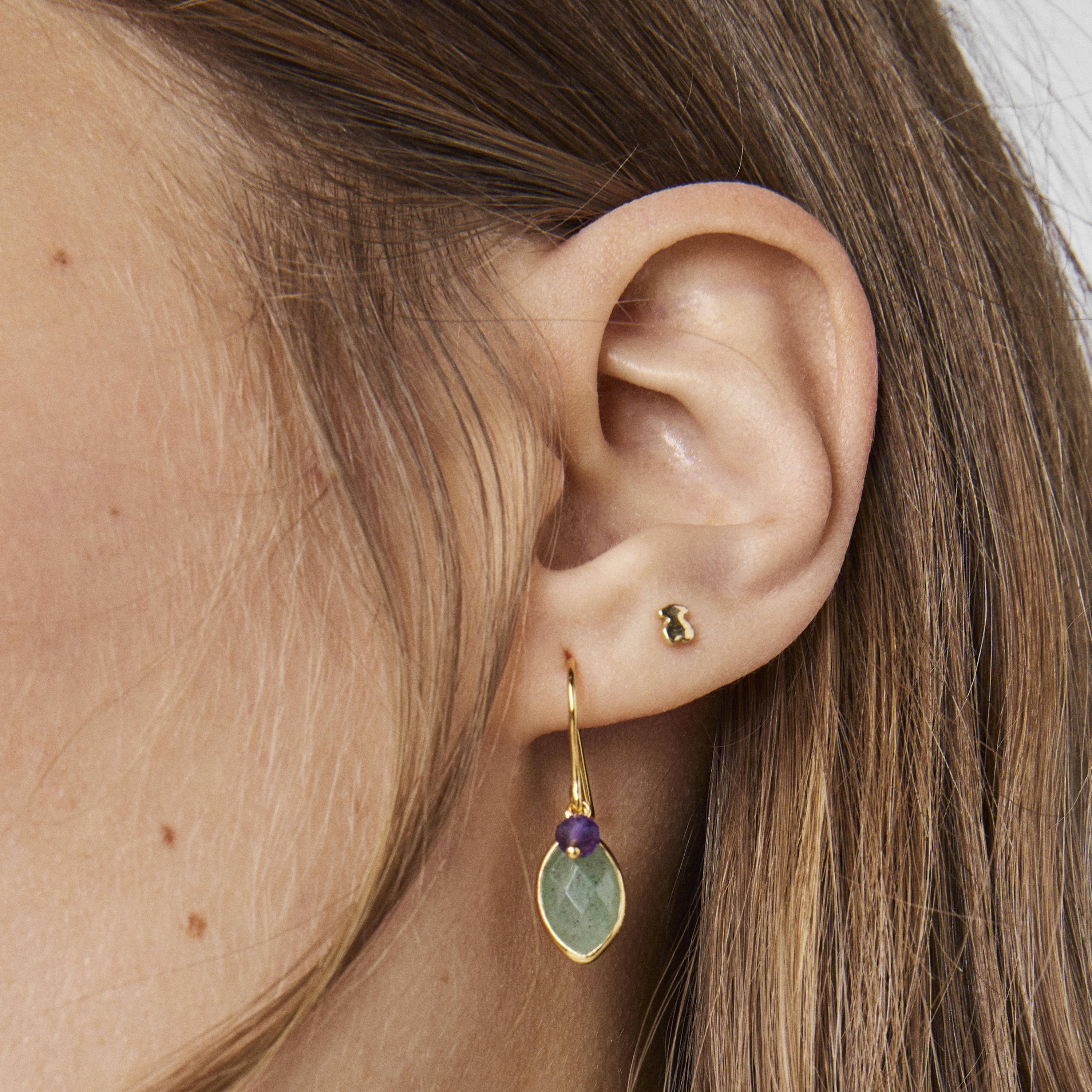 18K gold vermeil TOUS Good Vibes Earrings with Aventurine and Amethyst