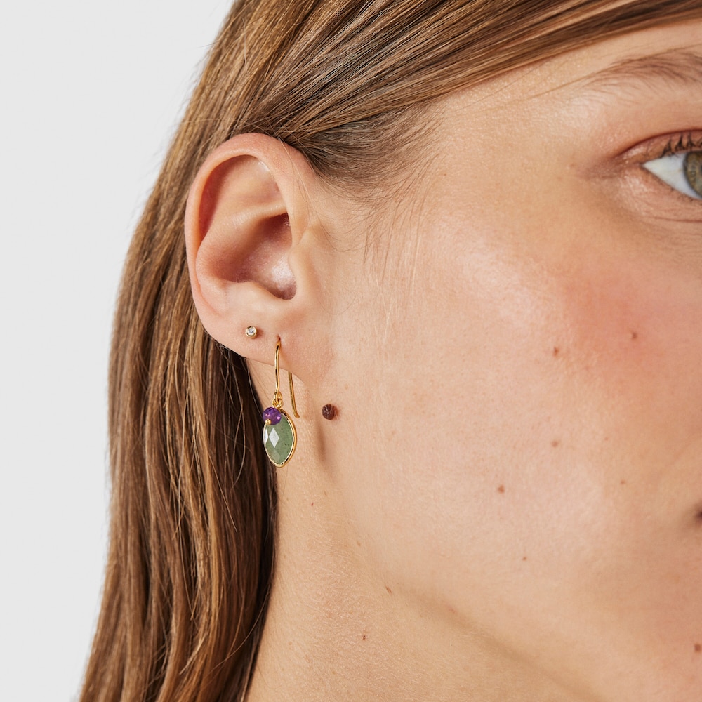 Pendientes con baño de oro 18 kt sobre plata, aventurina y amatista TOUS Good Vibes Pendientes con baño de oro 18 kt sobre plata, aventurina y amatista TOUS Good Vibes