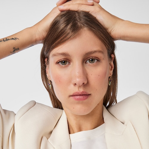 Pendientes con baño de oro 18 kt sobre plata, aventurina y amatista TOUS Good Vibes