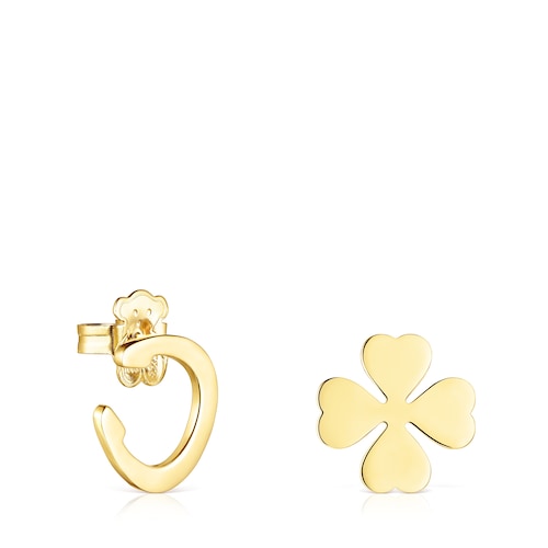 Silver Vermeil TOUS Good Vibes clover – horseshoe Earrings image number 0