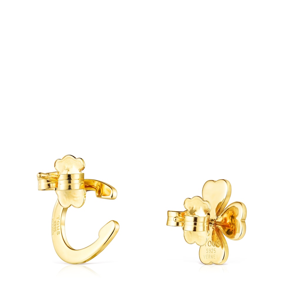 Aretes TOUS Good Vibes tr&eacute;bol - herradura con ba&ntilde;o de oro 18 kt sobre plata