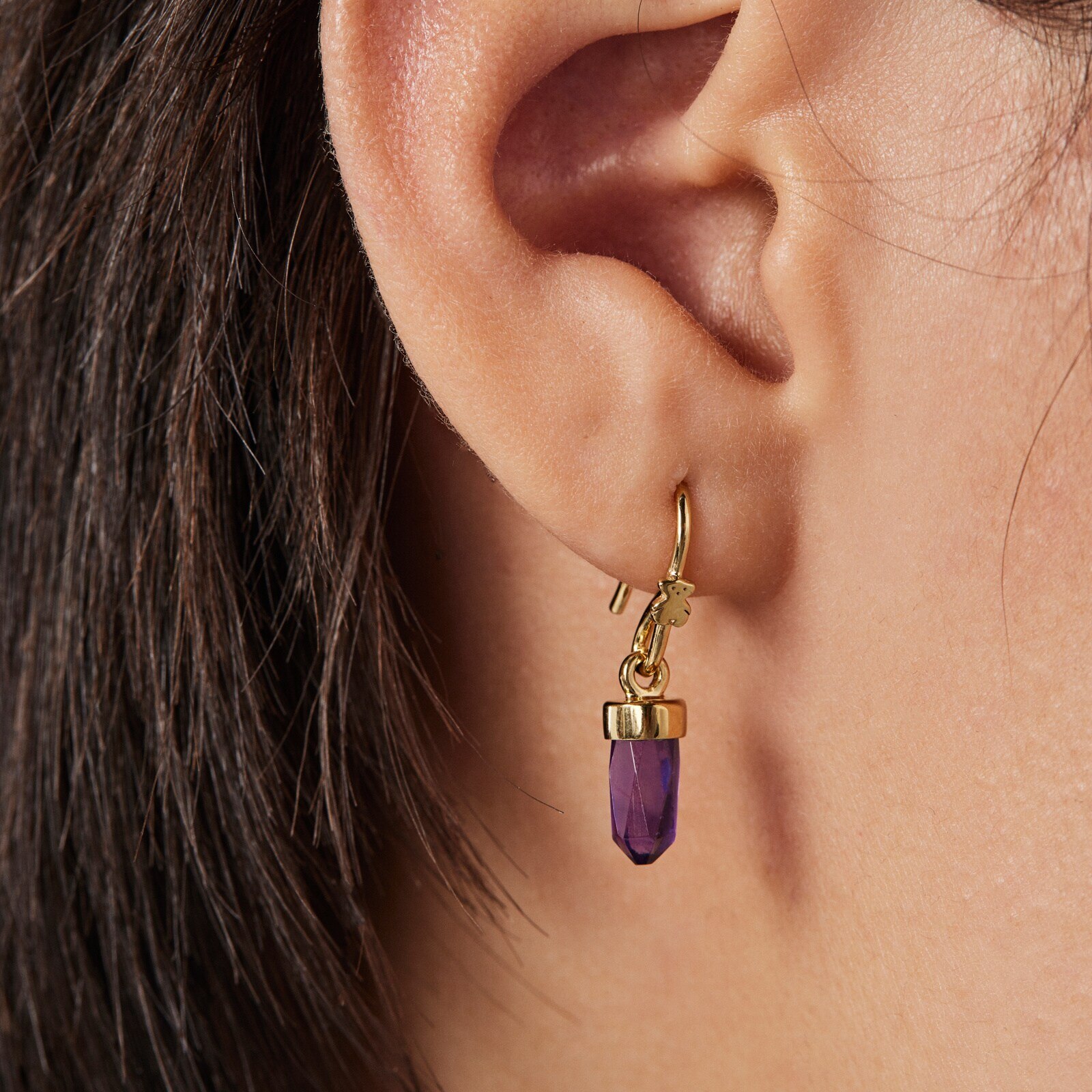 Silver Vermeil TOUS Good Vibes Earrings with Amethyst