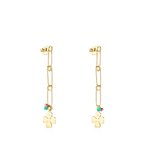 Boucles d&rsquo;oreilles TOUS Good Vibes longues en Argent Vermeil et Pierres Pr&eacute;cieuses